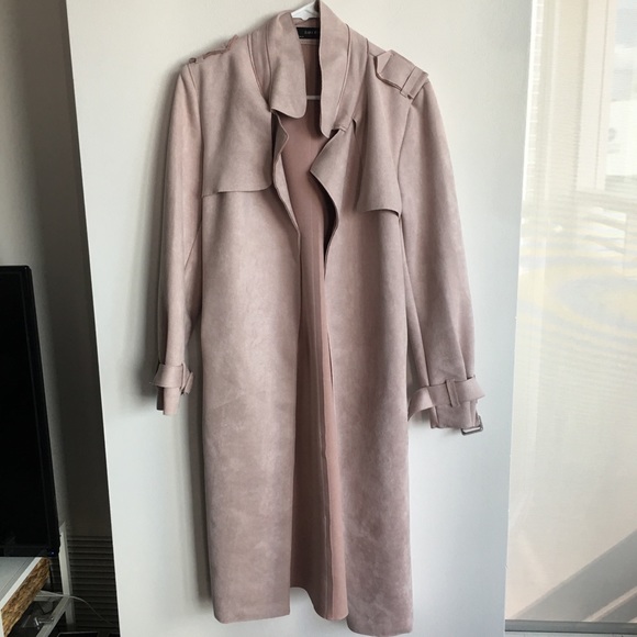 Zara Jackets & Blazers - Zara pink velvet trench coat
